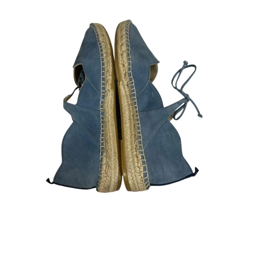 Boden Blue Suede Scalloped Tie Up Isabella Espadrilles Flats Size 42 / US 10.5